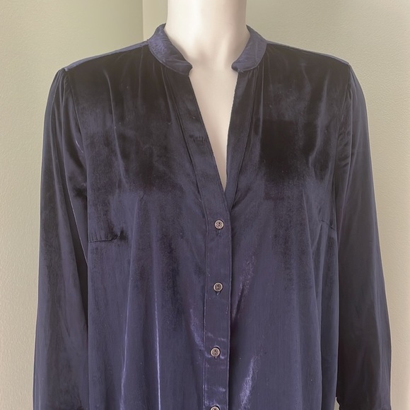 ANTHROPOLOGIE Maeve Crushed Blue Velvet Tunic - Picture 4 of 10